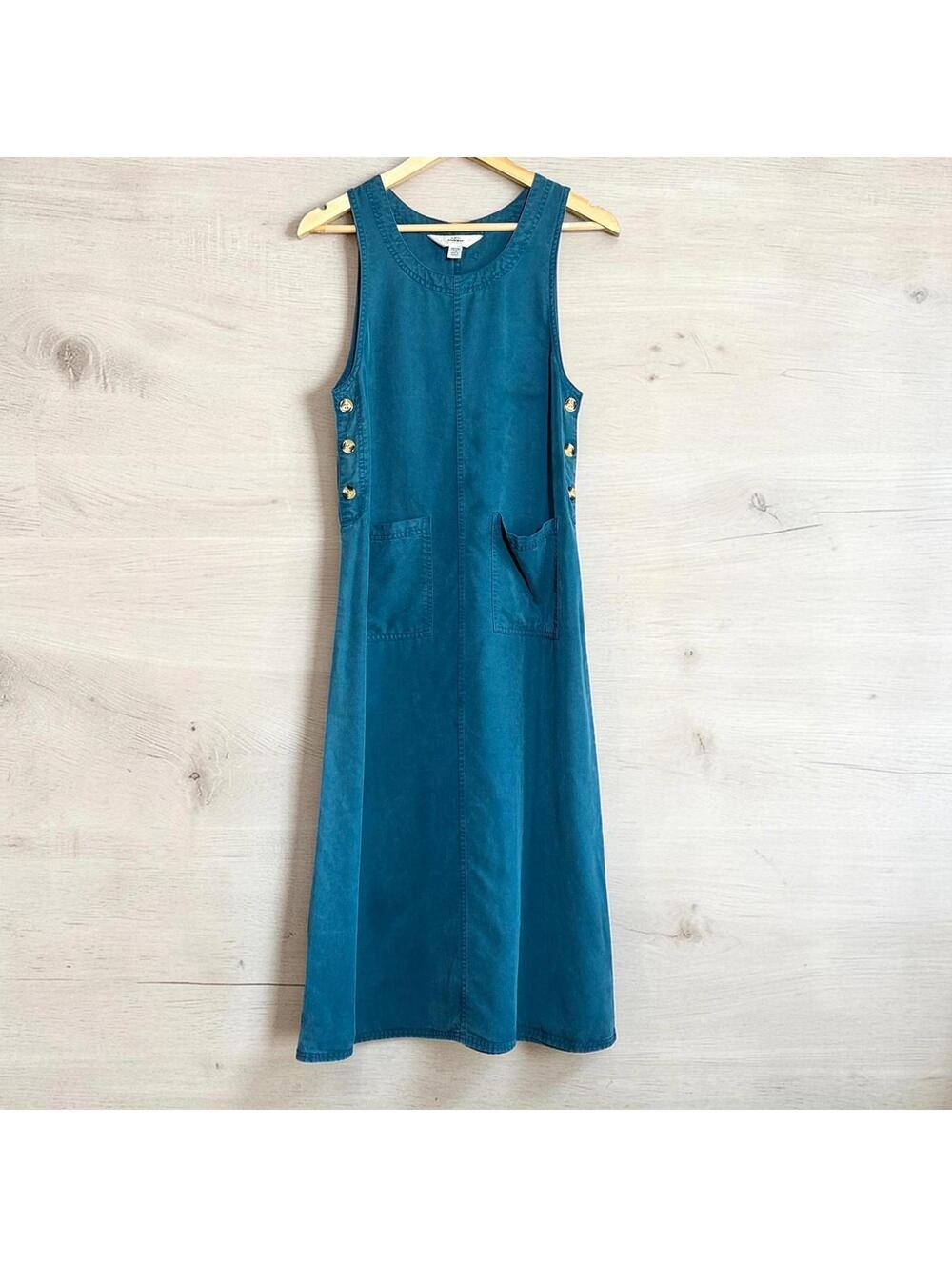 AKS Amy K Su Petite XS Coastal Chic Teal Blue Sleeveless Maxi Dress Casual Chic